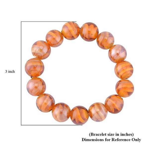 Champagne Color Beaded Stretch Bracelet and Dangle Earrings in Stainless Steel - Picture 3 of 3